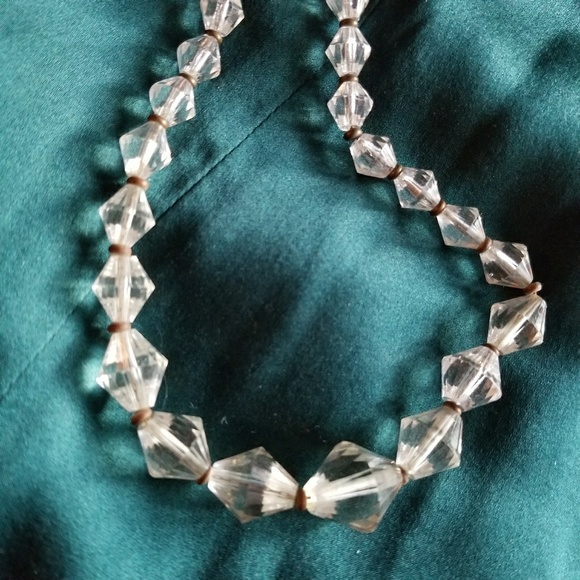 Relisted - vintage Art Deco cut crystal bead necklace clear - Picture 4 of 5